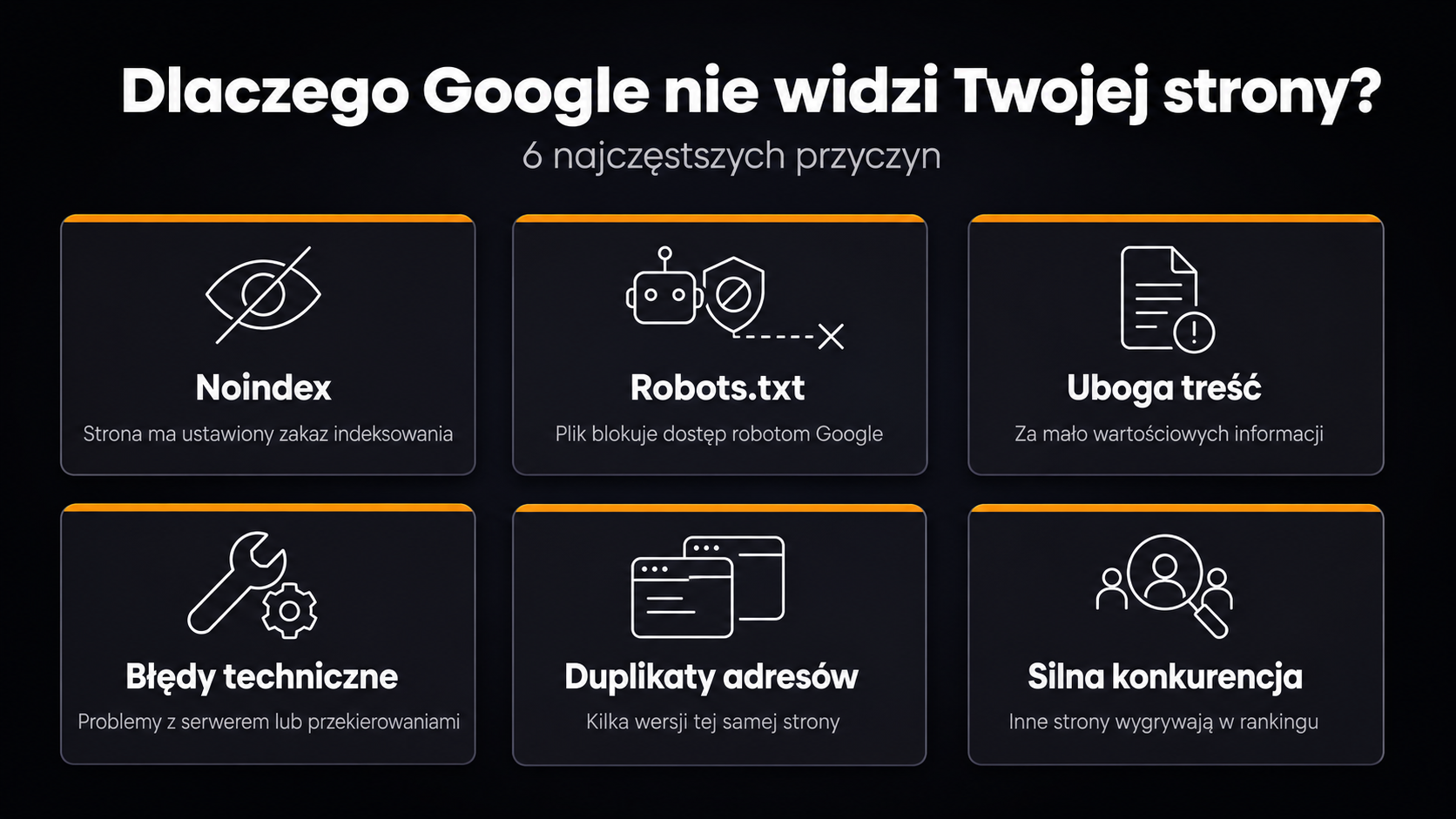 Szybki przegląd najczęstszych problemów z brakiem widoczności strony w wynikach wyszukiwania