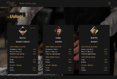 Michał Nowak Barber - sekcja Usługi i Cennik